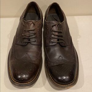 Mens Dark Brown Wing Tip dress shoes all leather Size 10